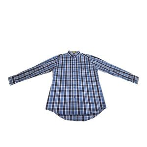 Duck Head Mens Blue Plaid Long Sleeve Button Down Shirt Wrinkle Resistant Size M